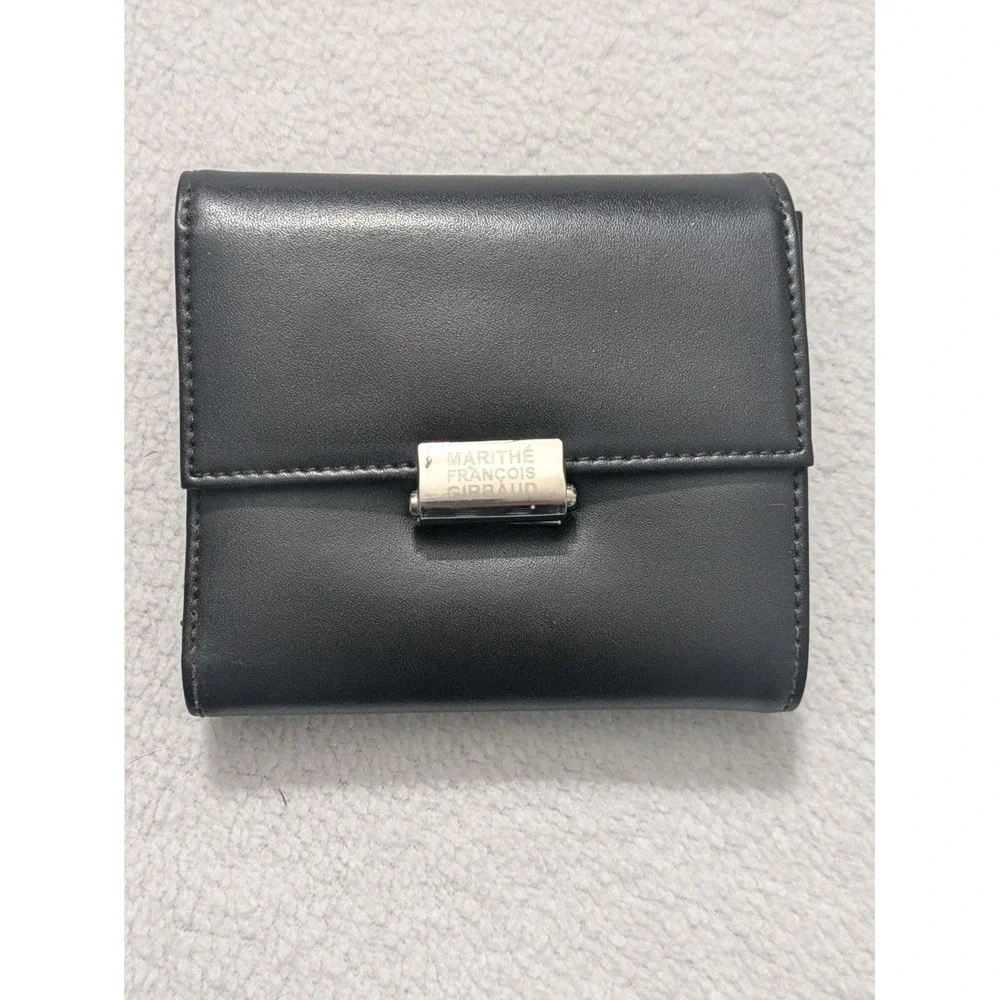 Marithe Francois Girbaud Wallet Classic Logo Trifold‎ Black Leather